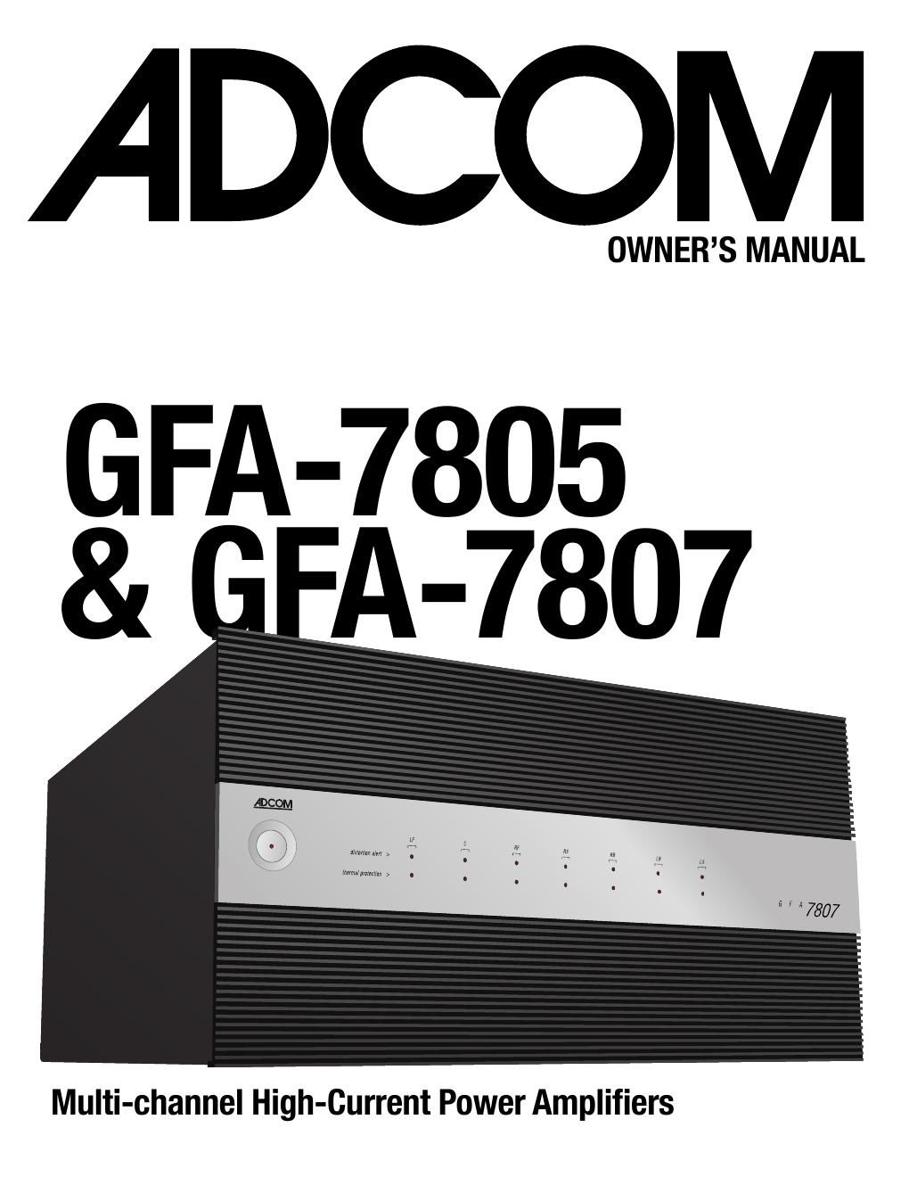 adcom gfa 7805 7807 owners manual