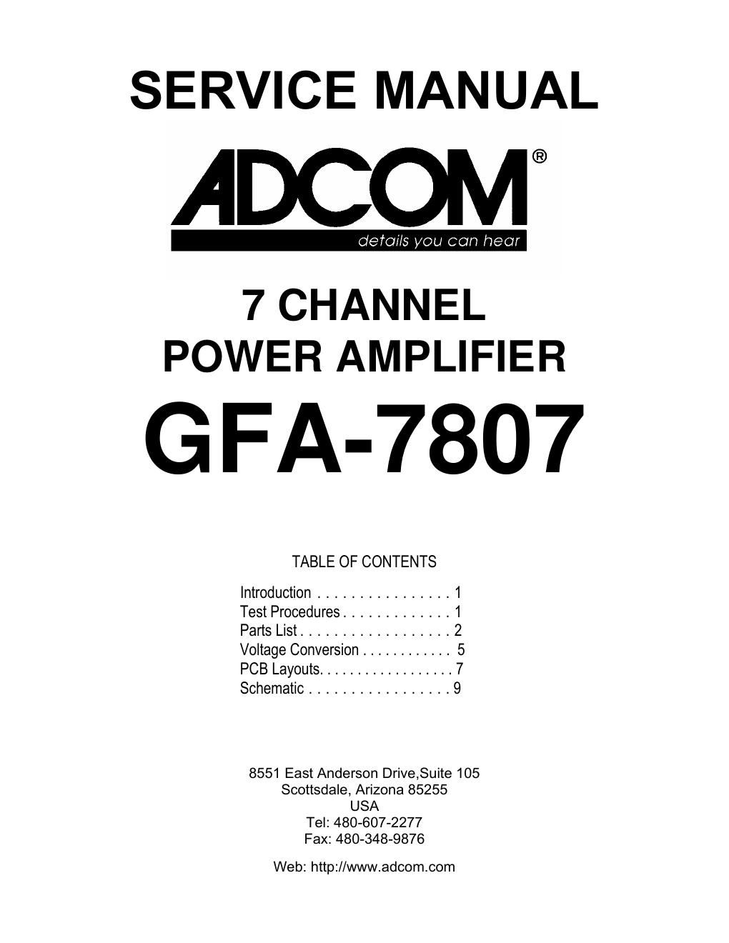 adcom gfa 7807 service manual