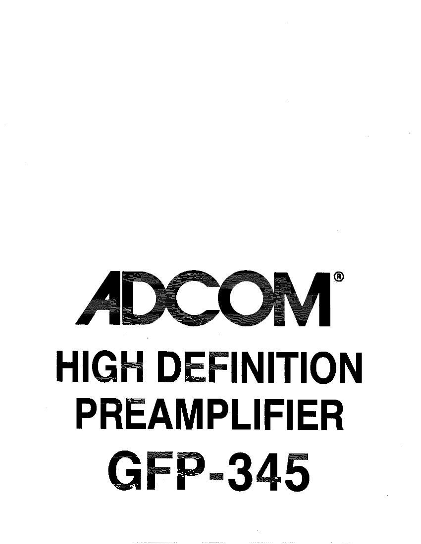 Adcom GFP 345 Owners Manual