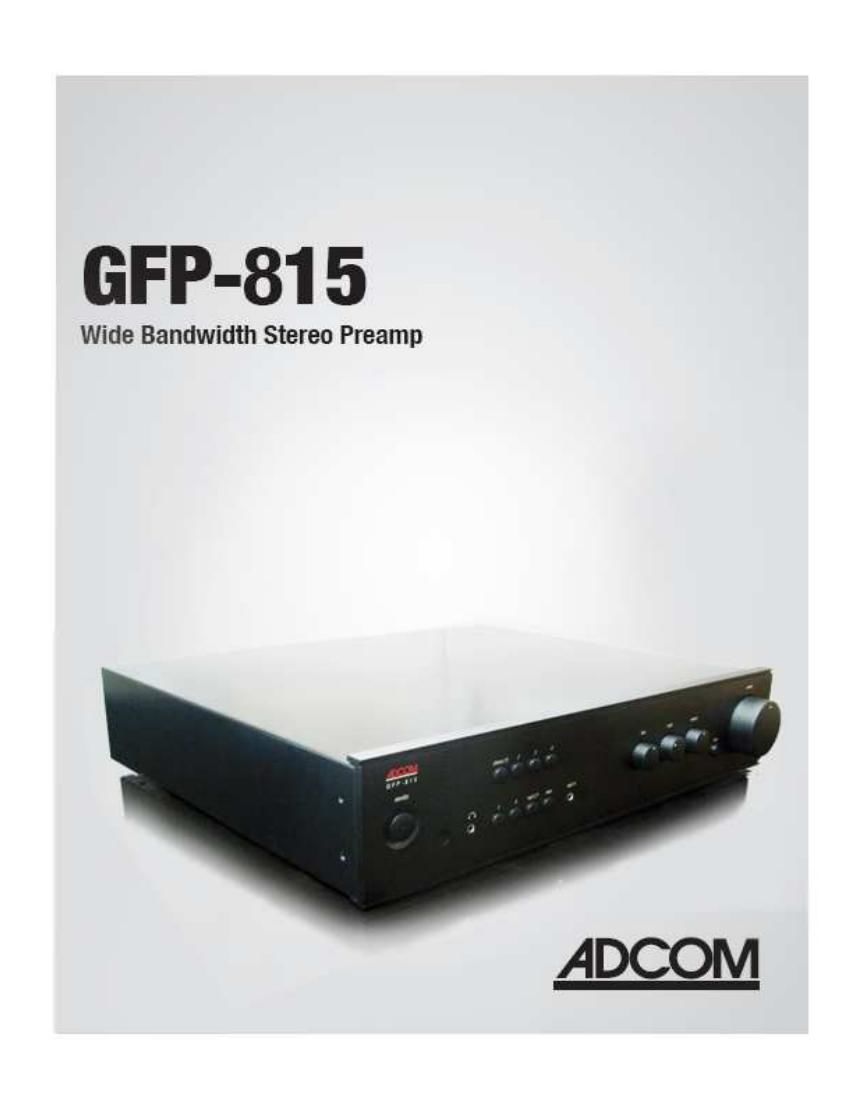 Adcom GFP 815 Owners Manual