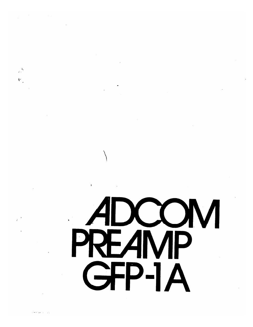 adcom gfp 1 a owners manual