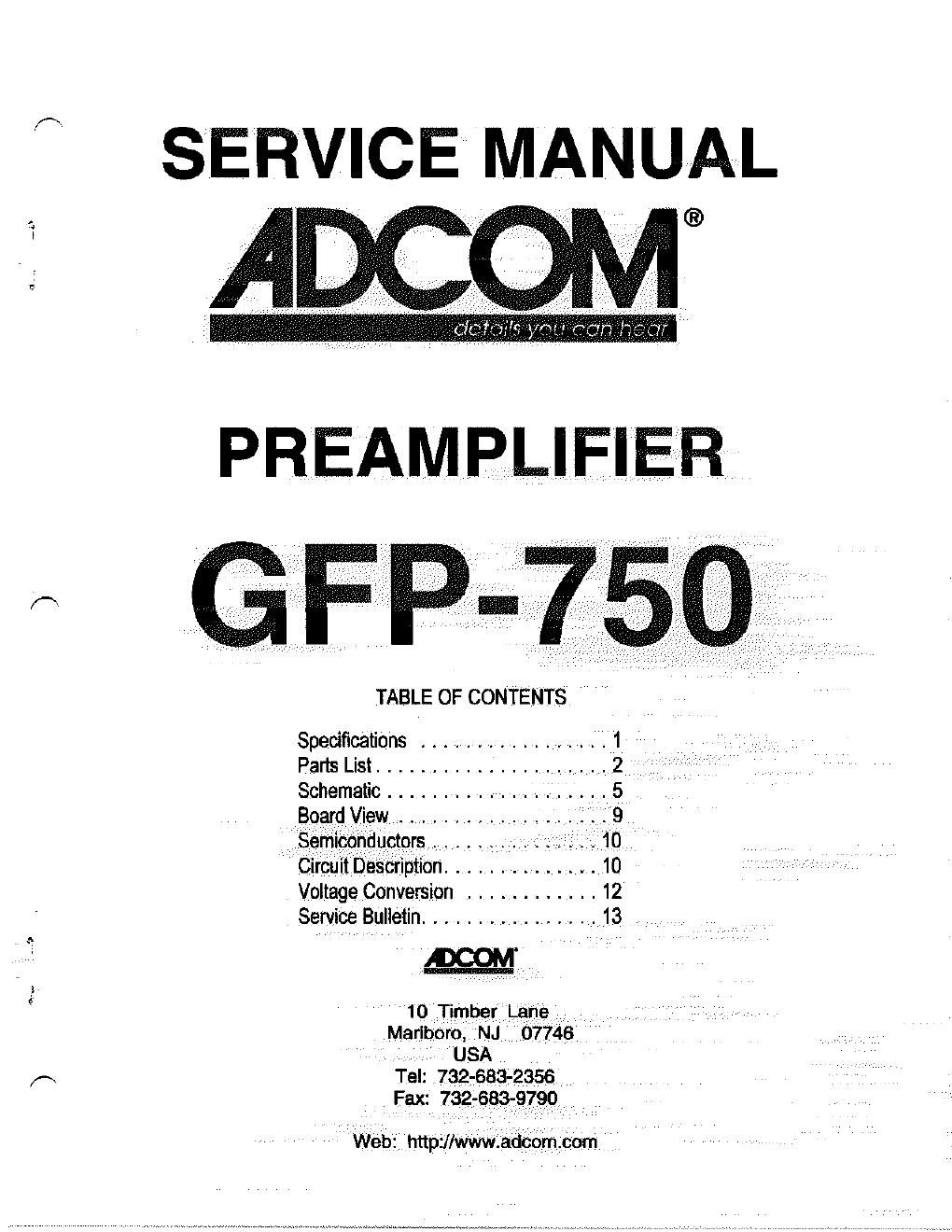 adcom gfp 750 service manual