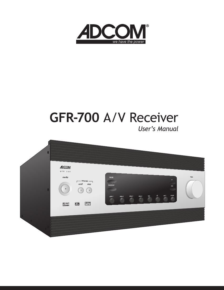 Adcom GFR 700 Owners Manual