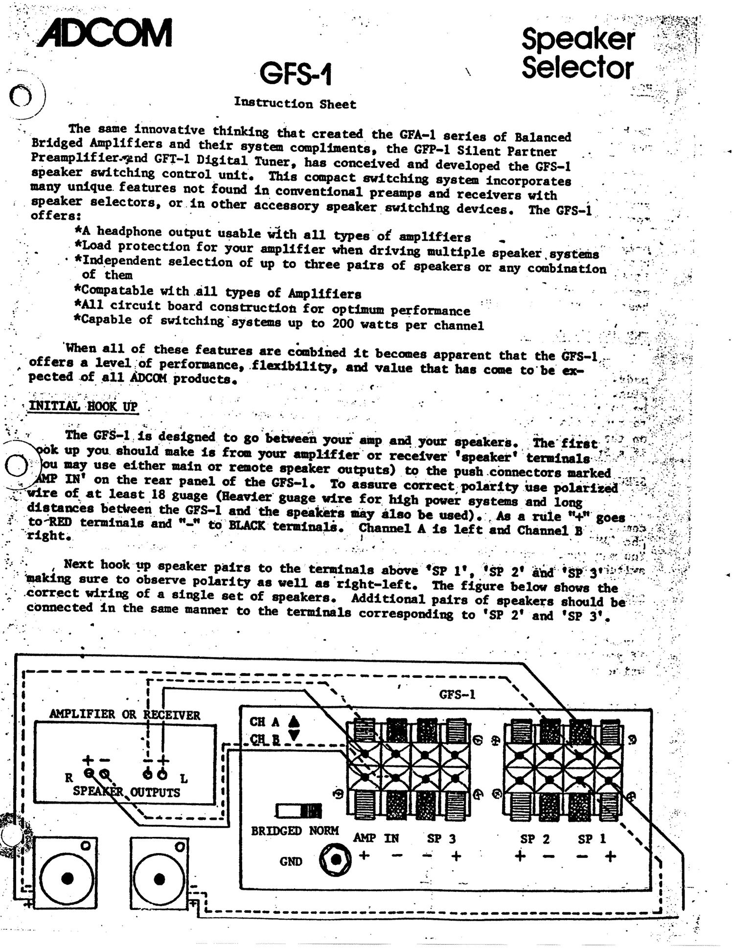 adcom gfs 1 owners manual