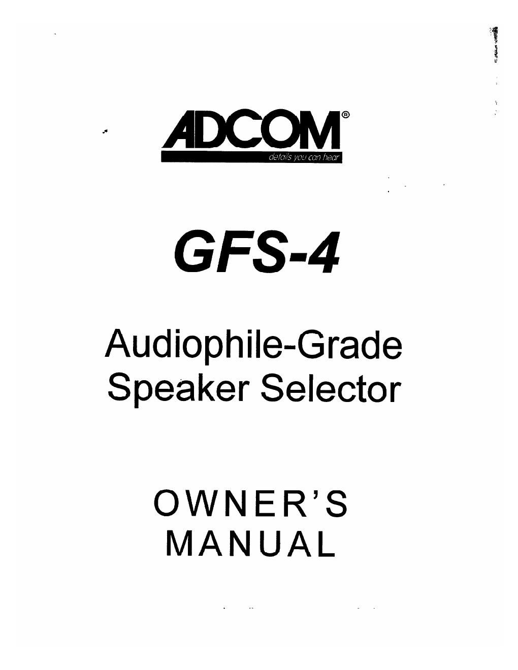 adcom gfs 4 owners manual