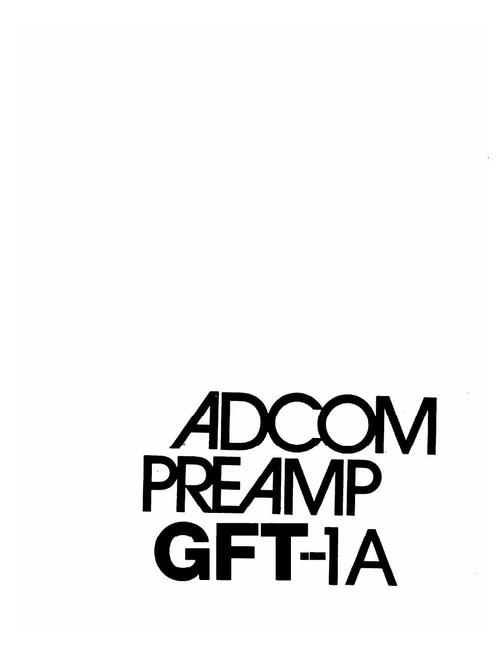 adcom gft 1 a owners manual