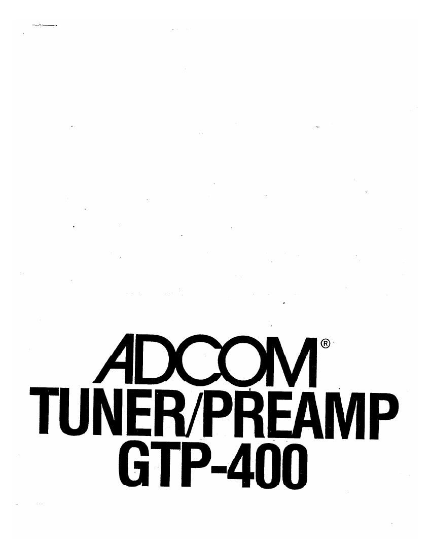 Adcom GTP 400 Owners Manual