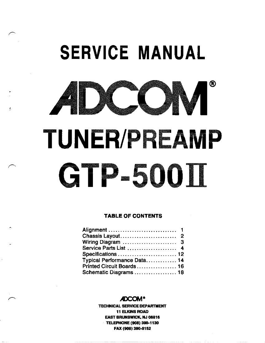 Adcom GTP 500 II Service Manual