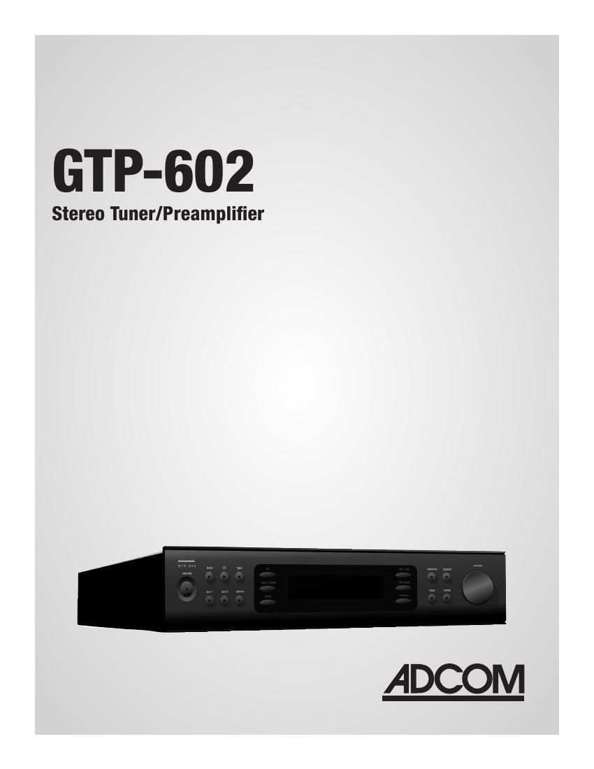 Adcom GTP 602 Owners Manual