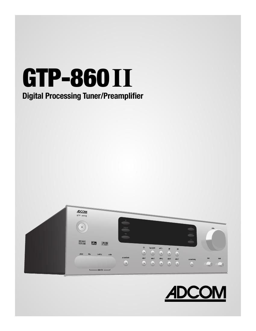Adcom GTP 860II Owners Manual