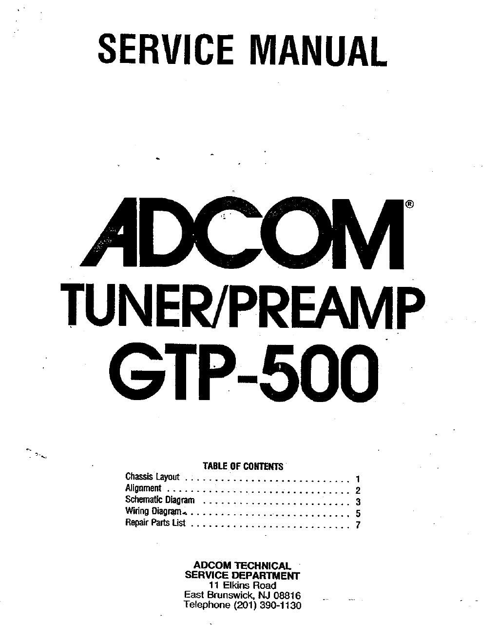 adcom gtp 500 service manual