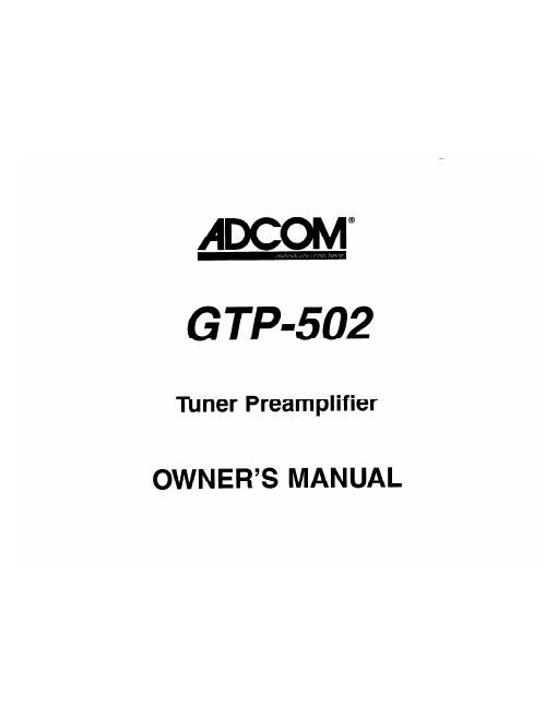 adcom gtp 502 owners manual
