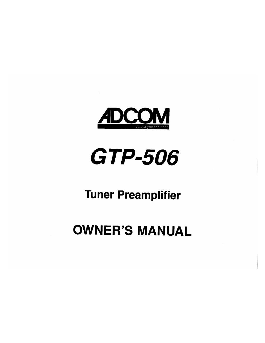 adcom gtp 506 owners manual