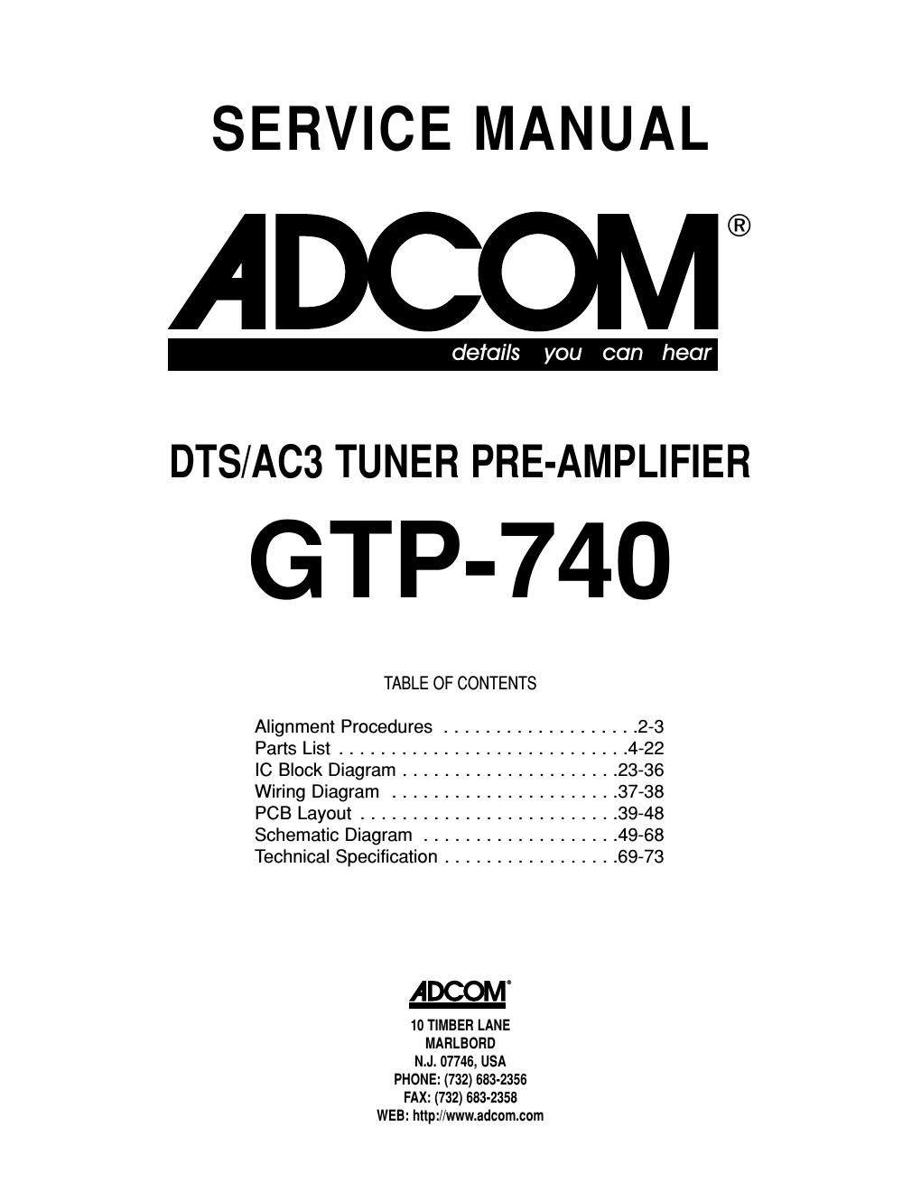 adcom gtp 740 service manual
