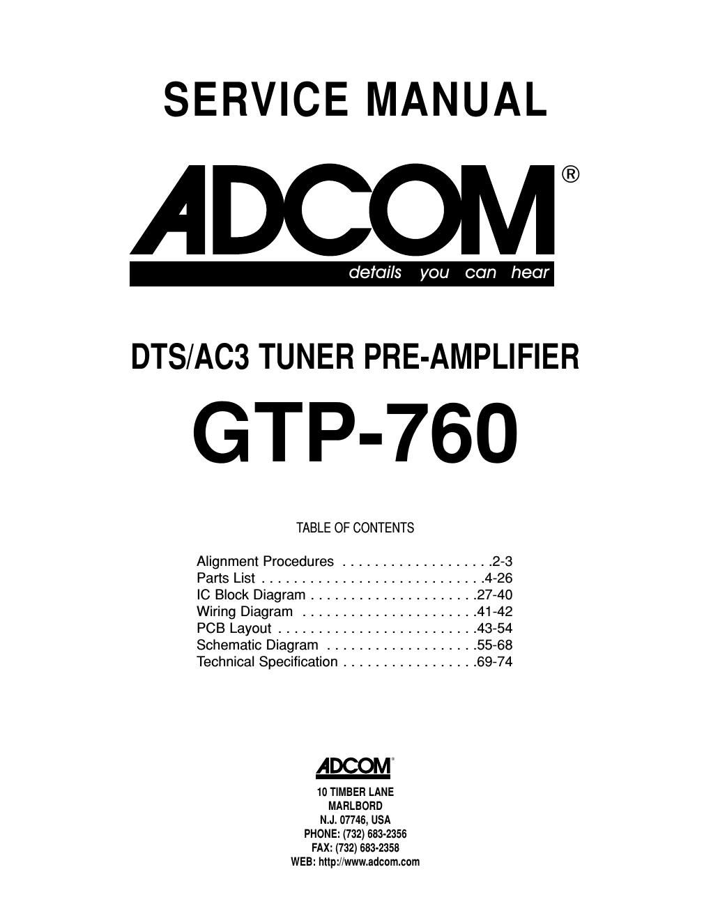 adcom gtp 760 service manual