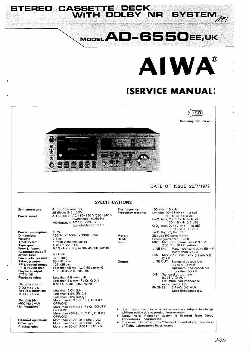 Aiwa AD 6550 Service Manual