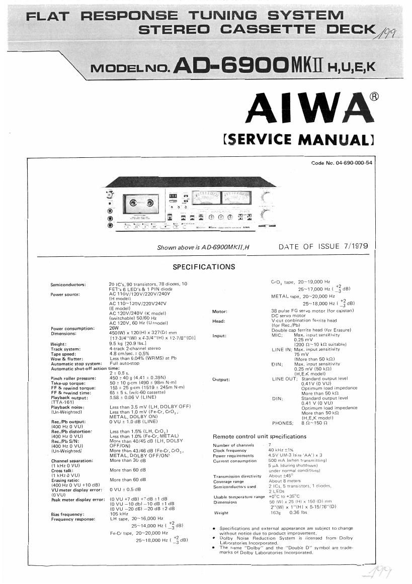 Aiwa AD 6900 Mk2 Service Manual