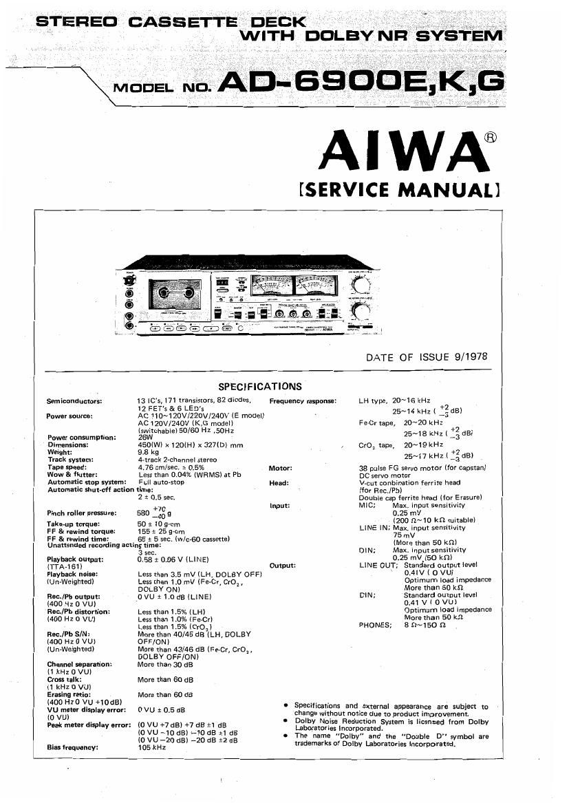 Aiwa AD 6900 Service Manual