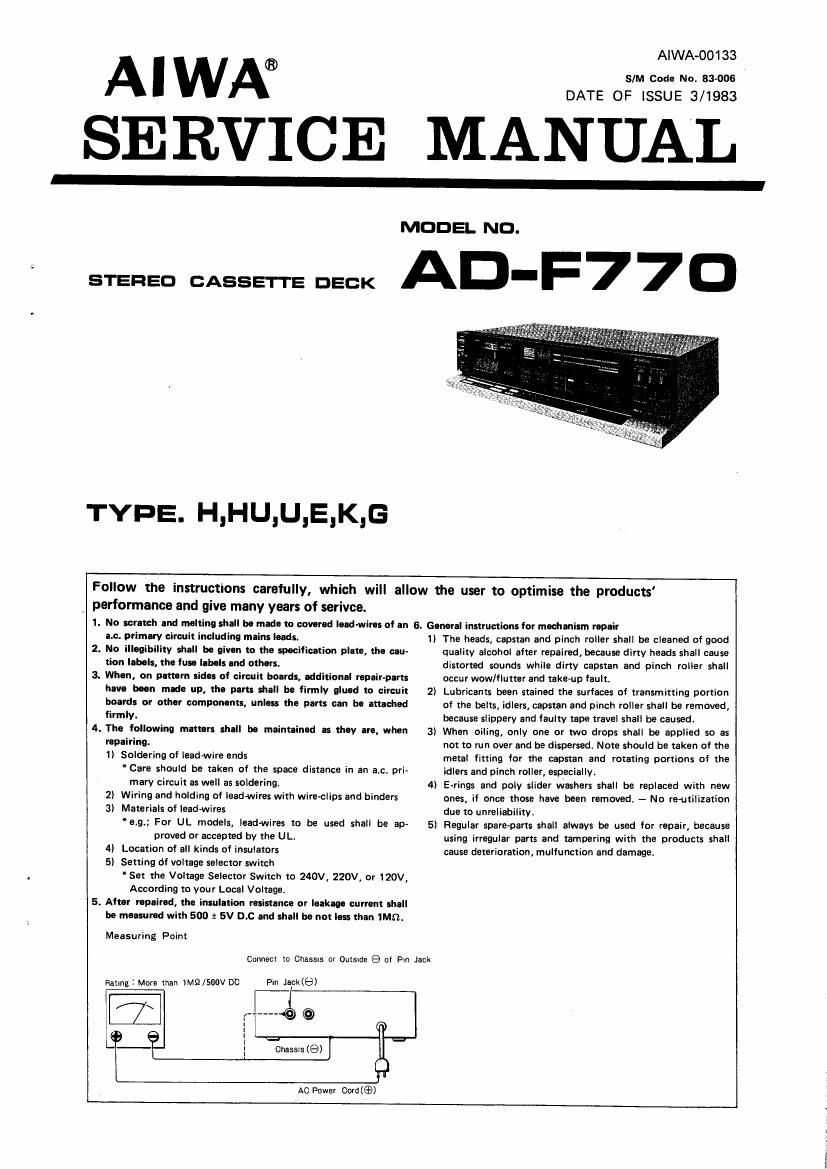 Aiwa AD F770 Service Manual
