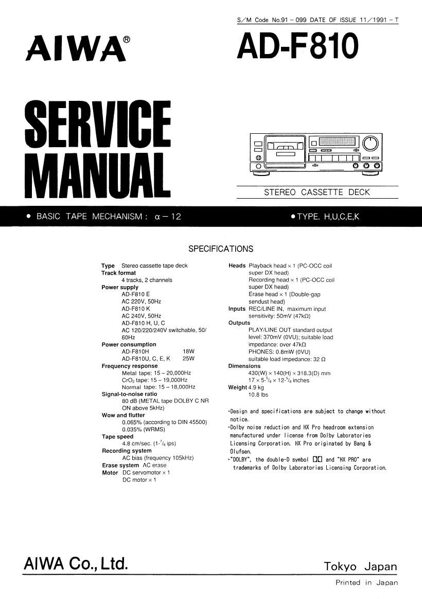 Aiwa AD F810 Service Manual