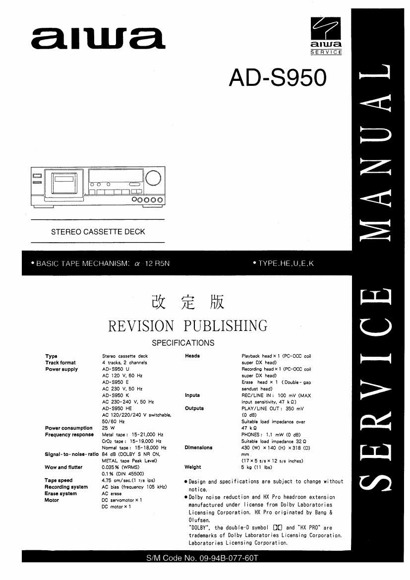 Aiwa AD S950 Service Manual