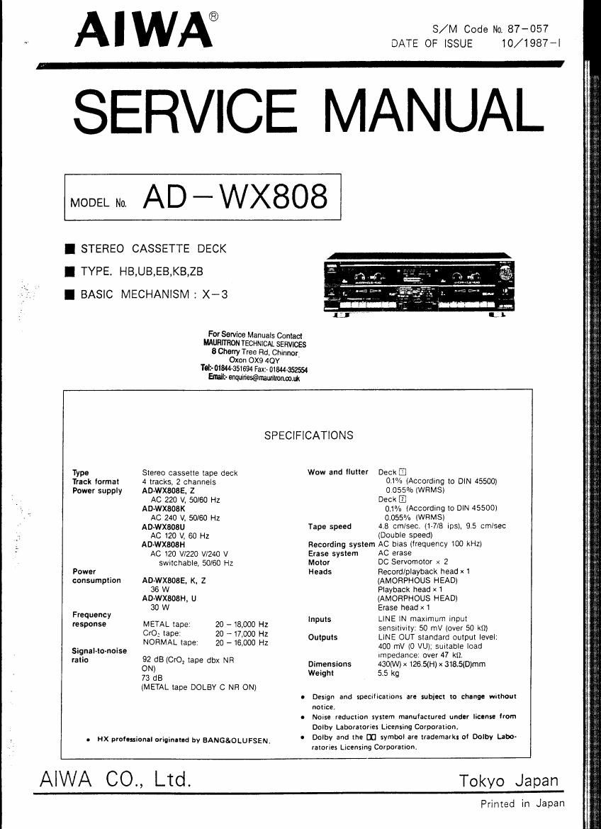 Aiwa AD WX808 Service Manual