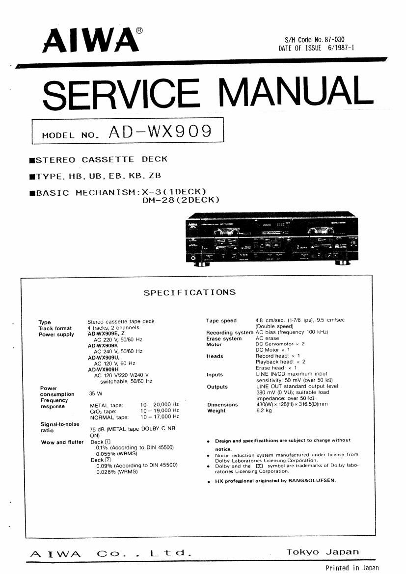 Aiwa AD WX909 Service Manual