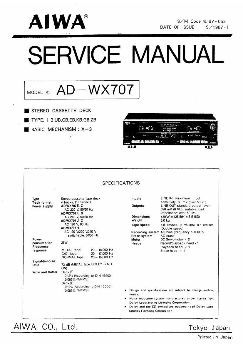 aiwa ad wx707 service