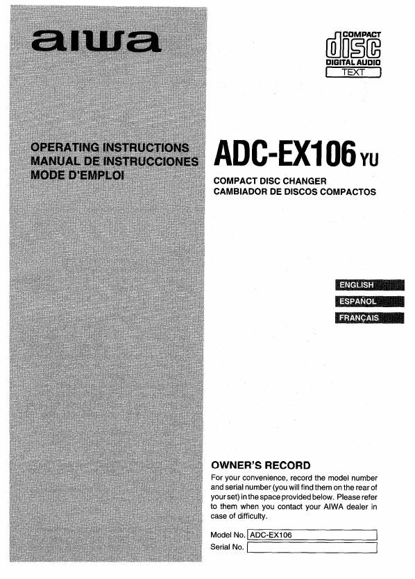 Aiwa ADC EX106 Owners Manual