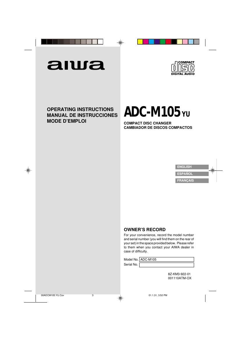 Aiwa ADC M105 Owners Manual