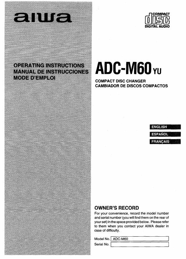 Aiwa ADC M60 Owners Manual