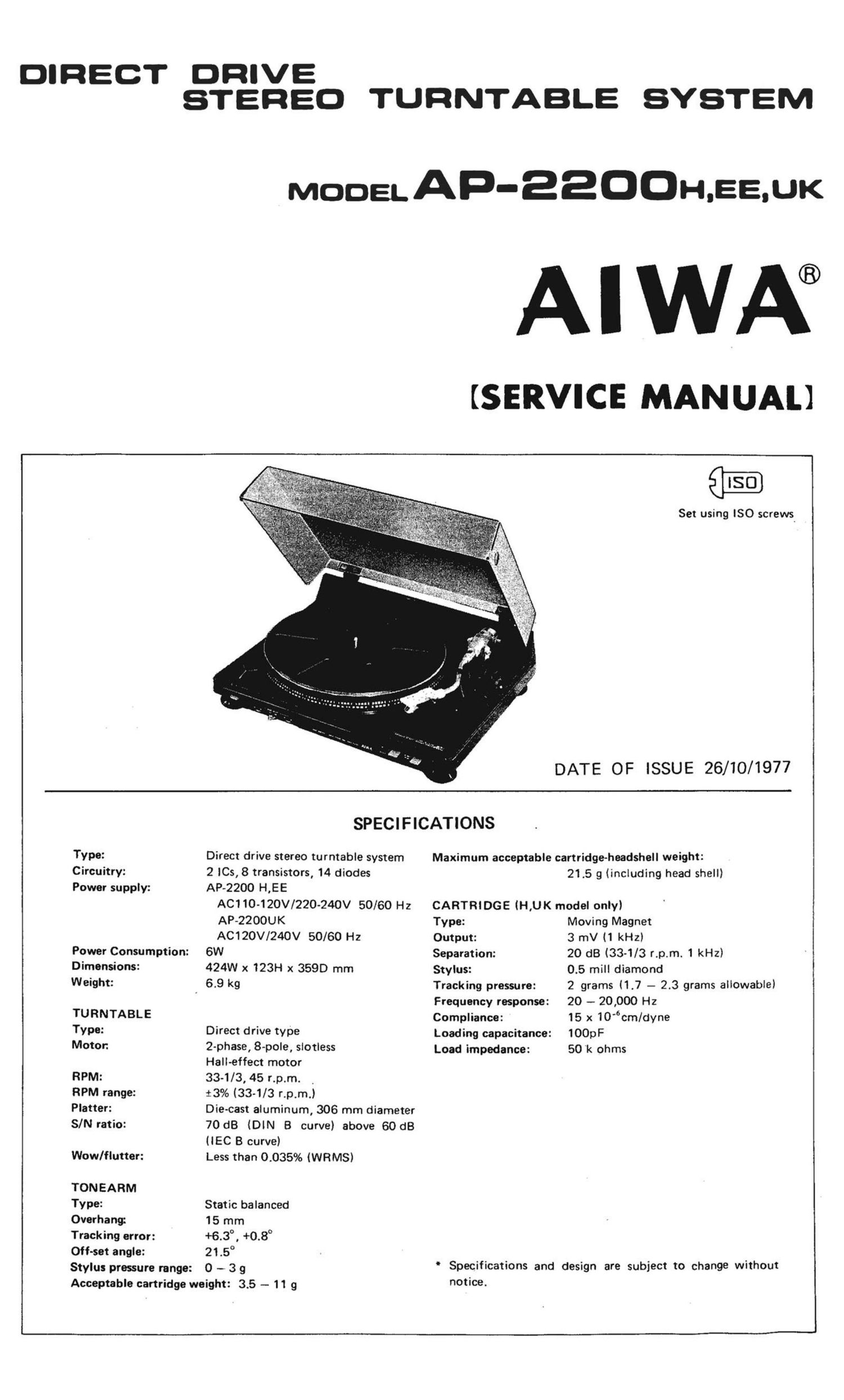 Aiwa AP 2200 Service Manual