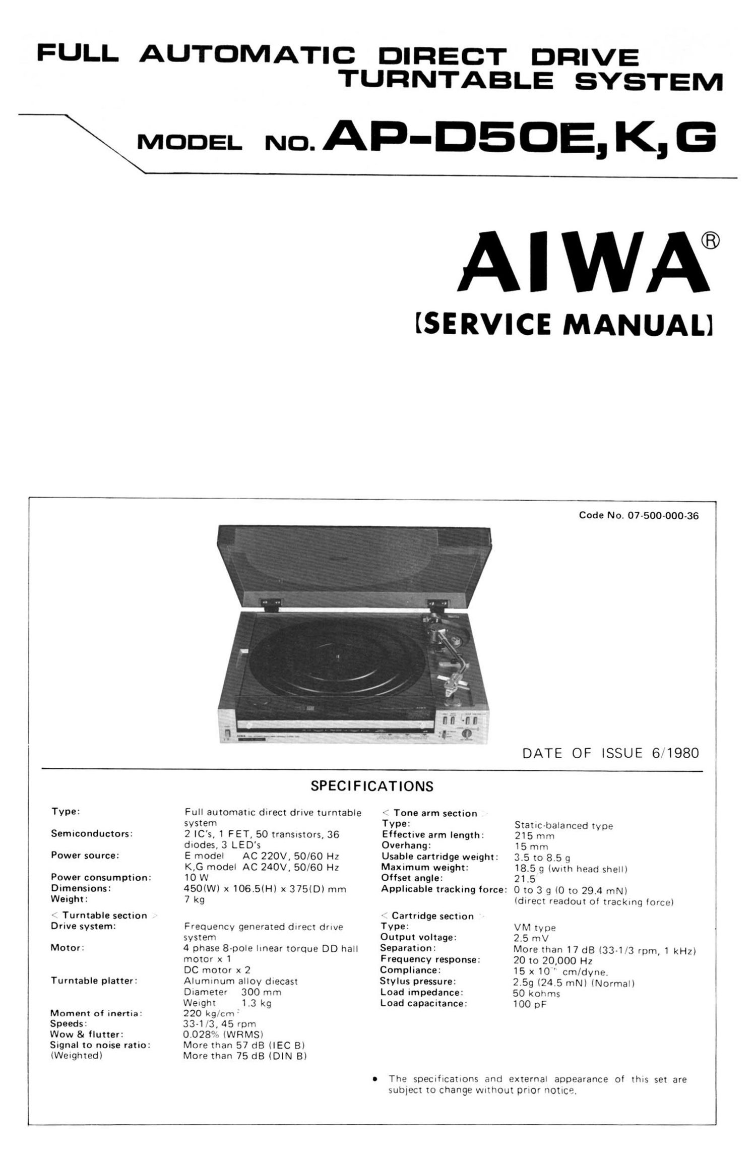 Aiwa AP D50 Service Manual