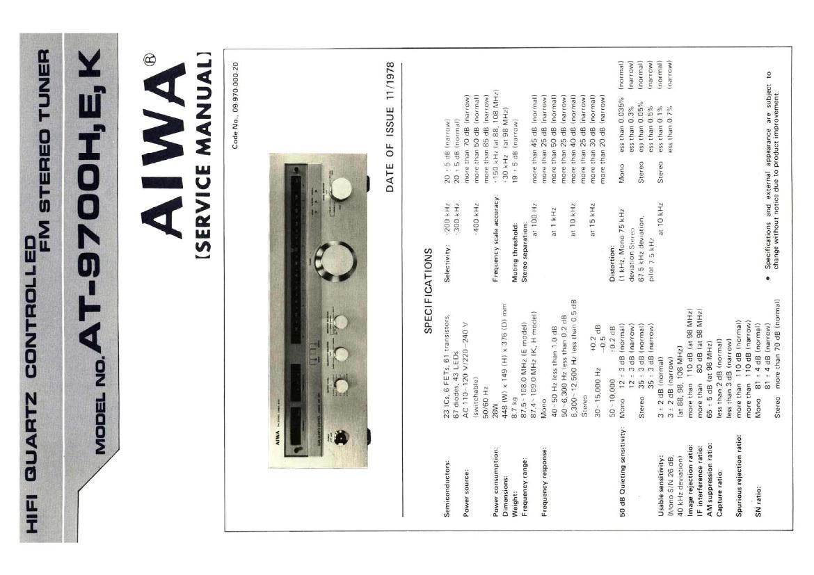 Aiwa AT 9700 Service Manual