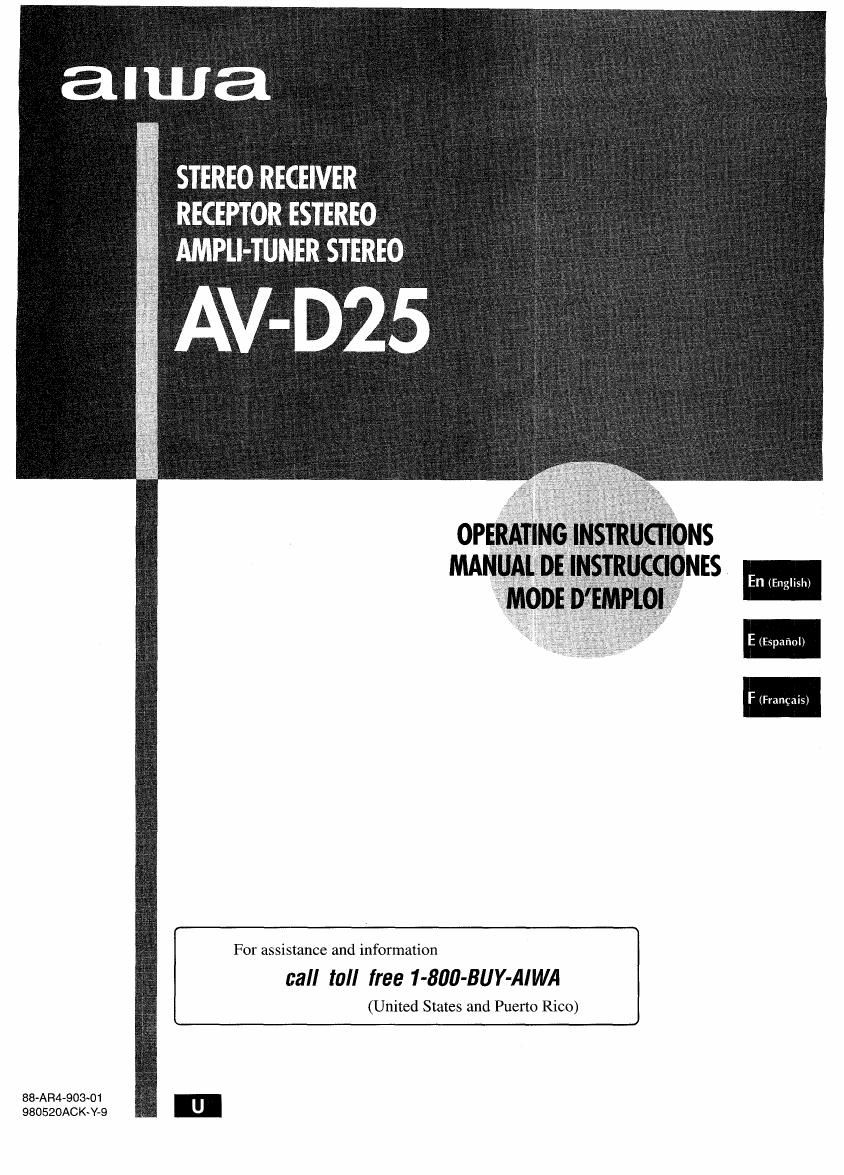 Aiwa AV D25 Owners Manual