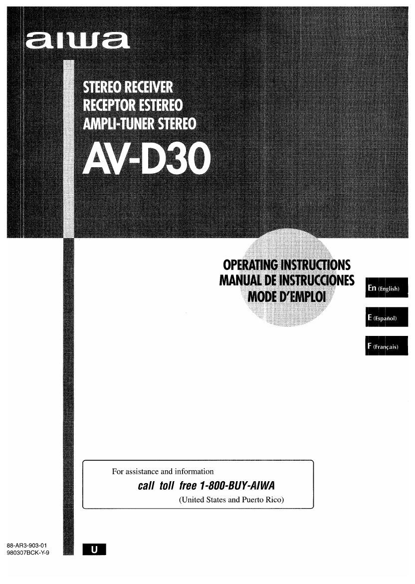 Aiwa AV D30 Owners Manual