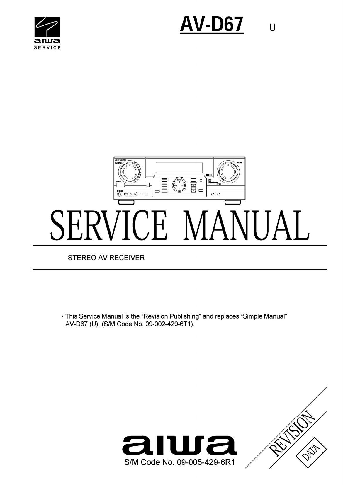 Aiwa AV D67 Service Manual