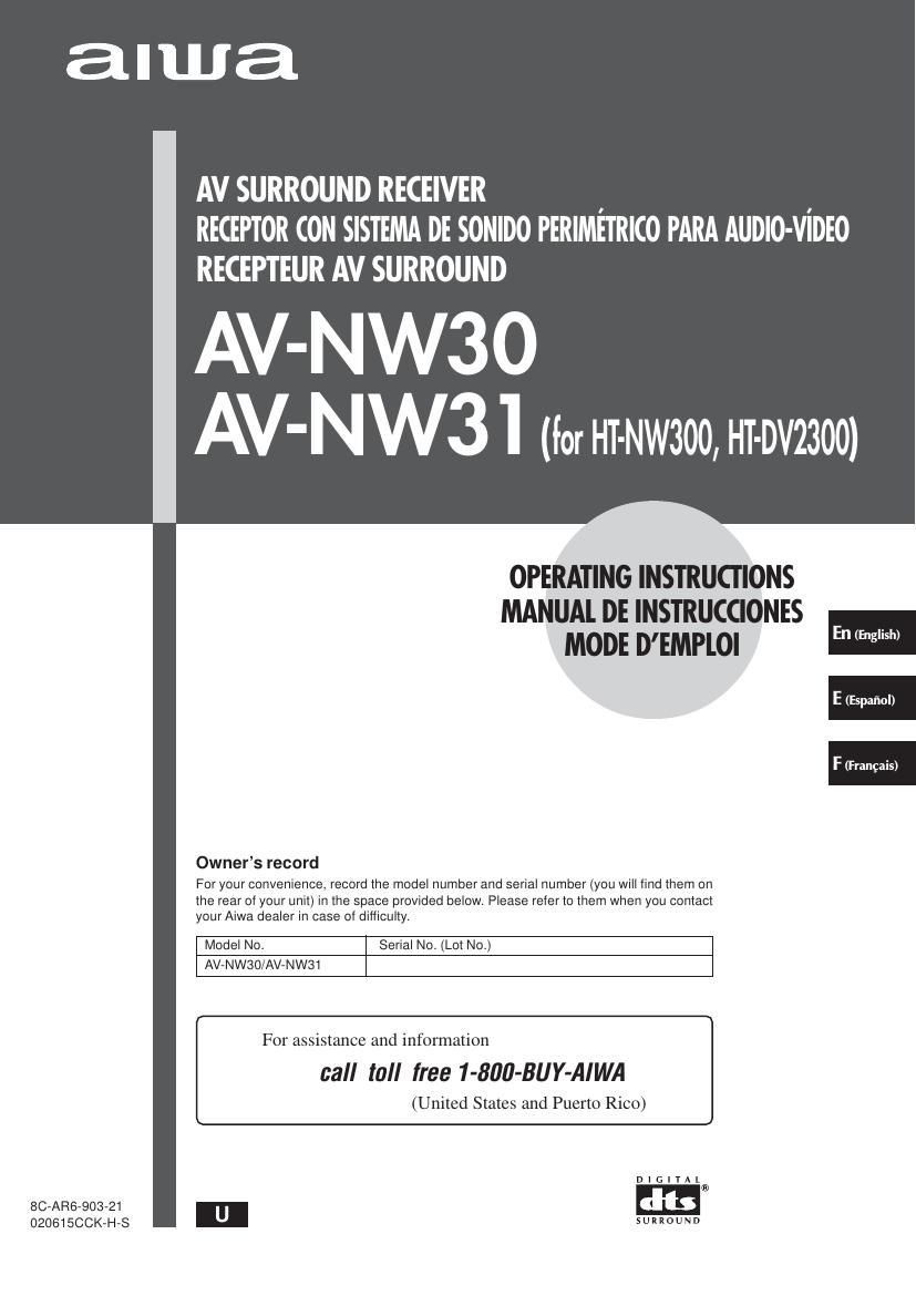 Aiwa AV NW30 Owners Manual