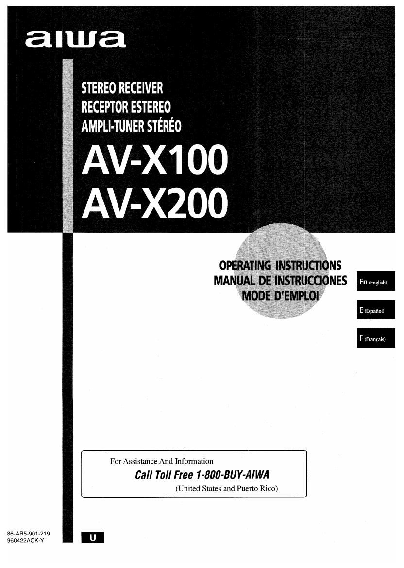 Aiwa AV X100 Owners Manual