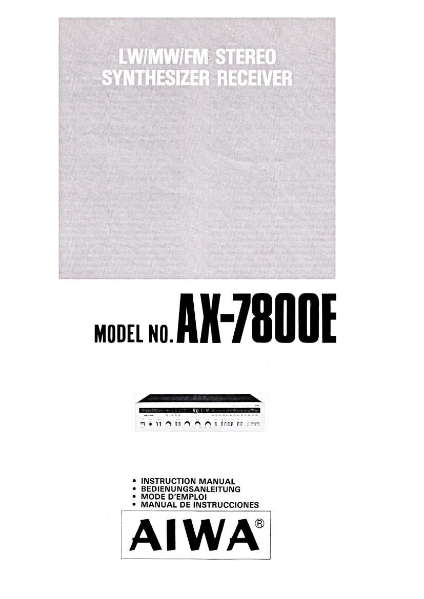 Aiwa AX 7800E Owners Manual