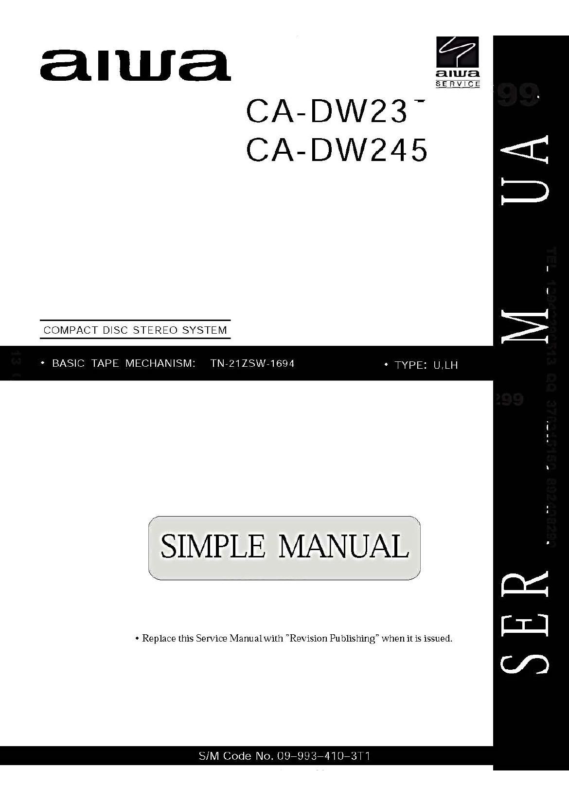 Aiwa CA DW235 Service Manual