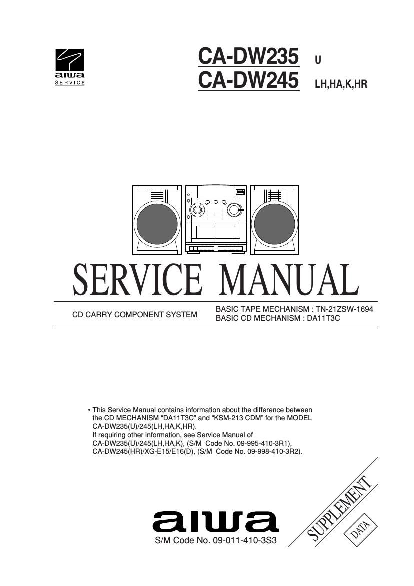 Aiwa CA DW235 Service Manual Supp