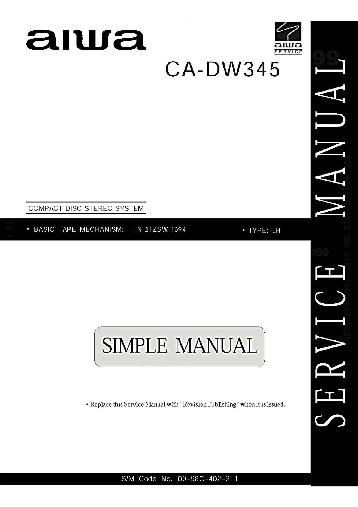 Aiwa CA DW345 Service Manual