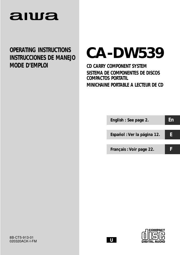 Aiwa CA DW539 Owners Manual