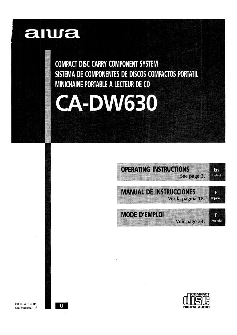 Aiwa CA DW630 Owners Manual