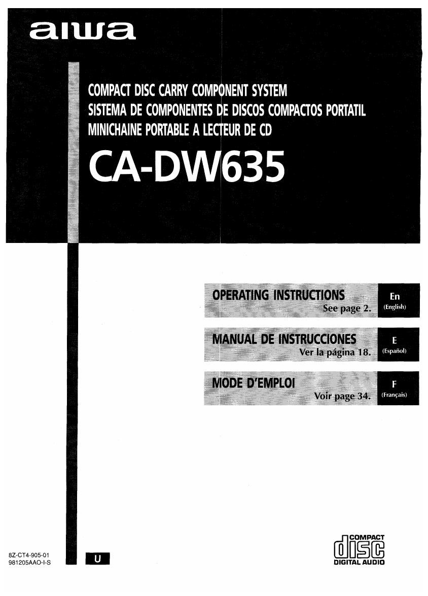 Aiwa CA DW635 Owners Manual