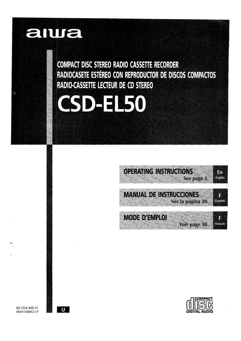 Aiwa CS DEL50 Owners Manual
