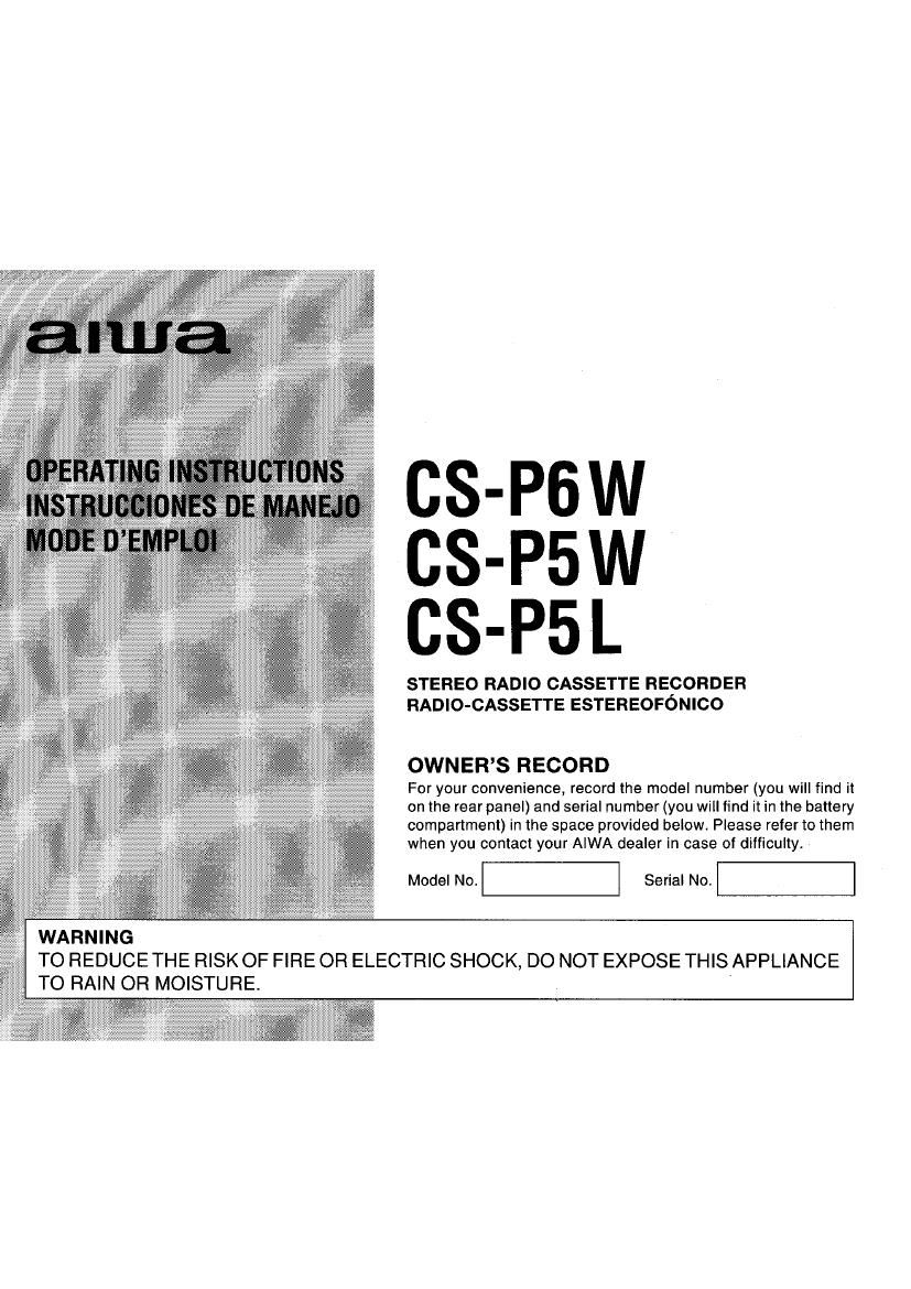 Aiwa CS P5L Owners Manual
