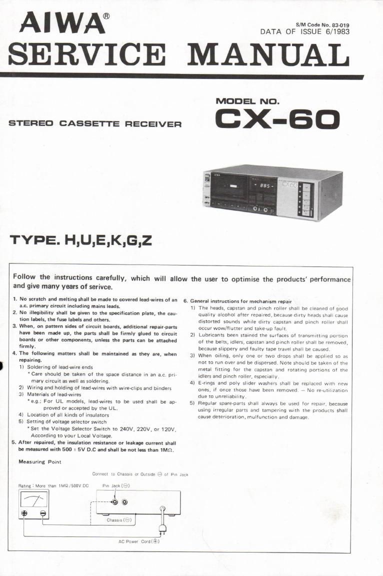 Aiwa CX 60 Service Manual