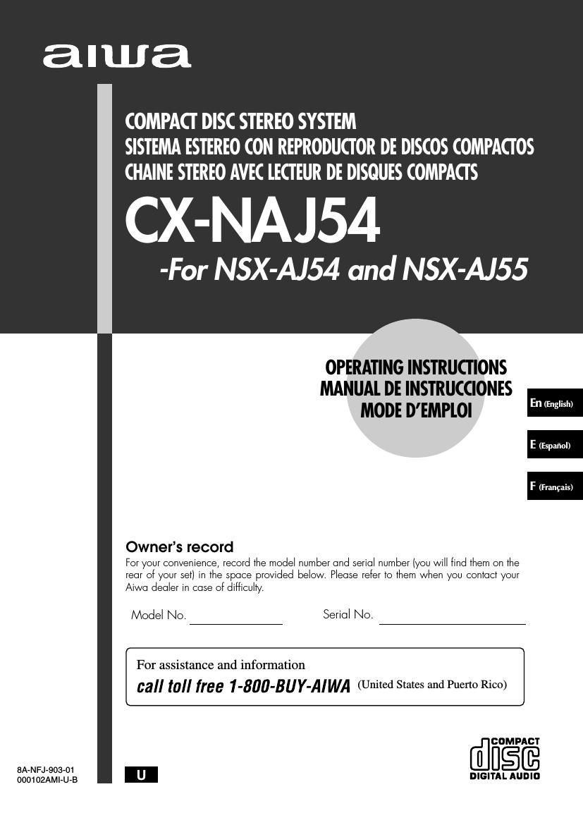 Aiwa CX NAJ54 Owners Manual